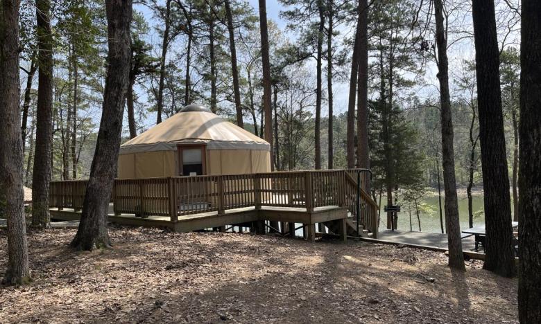 View of a Yurt at Daisy State Park. 